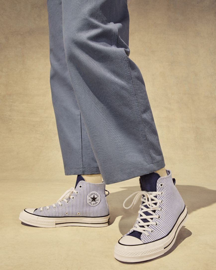 Tenisky Vysoke Converse Chuck 70 Crafted Stripe Panske Modre Svetlomodrá Indigo Čierne | SK ZJWRC1